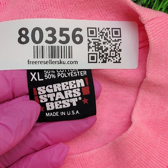 Vintage 90s Funny Sun-Bathing Shirt Womens XL 21x26 Pink USA - Picture 8 of 16